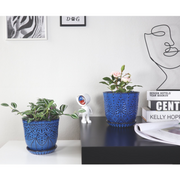BESTSELER 6 Inch Ceramic Planter for Indoor Plants, Blue, Set of 2