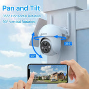Anran Q01 360 View Wireless 2K Solar Security Camera with Spotlight, White