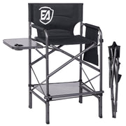EVER ADVANCED Tall Directors Chair, 30.7 in Seat Height, Folding Chair with Side Table and Storage Pocket, Black, Supports 350 lb
