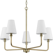 Avec Payton Collection 5-Light Contemporary Champagne Bronze Chandelier with White Fabric Shades