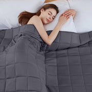 Teler Weighted Blanket for Adult, 20 lb, 60 x 80 in Queen Size, Grey, Cooling Breathable Microfiber, Even Weight Distribution, ZLT-ZJ-D