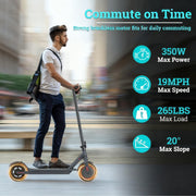 Joyhis Adult Electric Scooter, 350W Brushless Motor, 8.5 in Anti-Skid Solid Tires, 19 MPH Speed, 21-Mile Range, Dual Braking System, App Control, Foldable Design, J078L