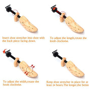 Athome Rain Elmolife Shoe Stretcher Adjustable Width and Length Brown Wood Size 39-40 Pair