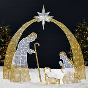Best Choice Products 4.5ft Lighted 2D Christmas Nativity Scene Outdoor Yard Decoration with 115 LED Lights, Gold Metal Frame, SKY8026