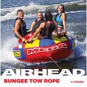 Airhead Bungee Tube Rope, 50 Ft UV Resistant Nylon, 4,100 lb Break Strength, Blue and Orange, for 1-4 Rider Towables
