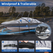 Zenicham Adjustable Heavy Duty Waterproof 900D Ski & Wakeboard Tower Boat Cover, Gray, Fits 22-24 ft Boats, Beam Width up to 116 in