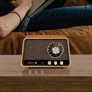 Sangean WR-55 Retro-Style AM/FM/Bluetooth Wooden Cabinet Tabletop Radio, Natural Cherry