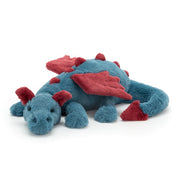 Jellycat Dexter Dragon Stuffed Animal, Large 19 in, Soft Smoky-Blue Fur with Maroon Highlights, Plush Toy DEX2DD