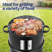 SPECSTAR 3-in-1 Vertical Charcoal Smoker BBQ Grill with Built-in Thermometer, Adjustable Air Vent, 2 Access Doors, Black