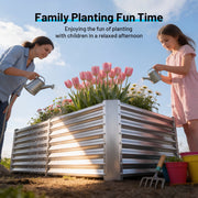 Land Guard Galvanized Metal Raised Garden Bed, 3 Pack, 6x3x2 ft, 2 ft Deep Root Elevated Steel Planter Box, Silver