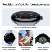 Google Pixel Watch 4, 41mm, Matte Black Aluminum Case, Obsidian Active Band, Actua 360 Domed Display, Health and Fitness Tracking, Gemini AI, Wi-Fi