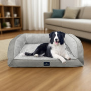 Serta Quilted Orthopedic Bolster Couch Dog Bed, Gray, Extra Large