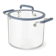 Elements By Thyme & Table 4.5 QT Borosilicate Glass Pot, Clear, Silicone Handles, Oven Safe