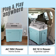 Pinnacle Thermoware 30L Electric Portable Cooler, 12V Plug-In, Blue, Large Capacity for Hot and Cold Food and Drinks, 8007