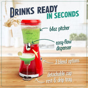 Nostalgia Margarita Maker, Aqua, 64-Ounce Capacity, 200W Motor, 3 Blending Speeds, Stainless Steel Blade, NMSB64AQ