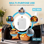 Gianna Compact Mini Refrigerator, 4L Capacity, Portable Dorm and Car Fridge, Holds 7 Cans, White, AC-CBX0714-4WT-ASB