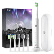 JTF P200 Sonic Electric Toothbrush for Adults with Travel Case, 5 Modes and 6 Brush Heads, White