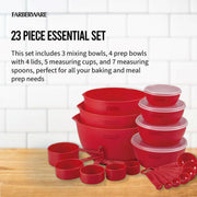 Farberware 5313631 23 Piece Plastic Baking Set with Mixing Bowls, Red