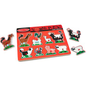 Melissa & Doug 726 Farm Animals Sound Puzzle - Wooden Peg Puzzle With Sound Effects (8 pcs)