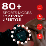 Reebok Stride Smartwatch, Fitness Tracker with Heart Rate and SpO2 Monitor, 1.43 in AMOLED Display, 80+ Sports Modes, 10-Day Battery, IP68 Water Resistant, Black