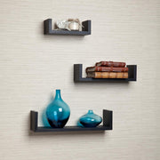 Danya B. Black Laminate Floating U Shelves (Set of 3 Pieces)