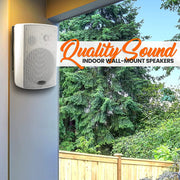 Pyle Pro-Active Wall Mount Speaker System, 5.25 in Subwoofer, 600W Max Power, Bluetooth 5.0, White, PDWR59BTW