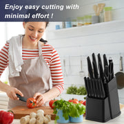 Vesteel 15-Piece Kitchen Knife Set, High Carbon Stainless Steel Blades, Nonstick Coating, Ergonomic Handles, Walnut Brown Knife Block