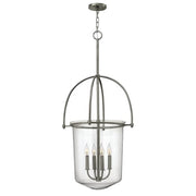 Hinkley Clancy Four Light Foyer Pendant, Brushed Nickel Finish, 19.25 in Width, 43.5 in Height, 3034BN