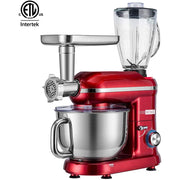 VIVOHOME 3-in-1 Stand Mixer with Meat Grinder and Blender, 6-Quart Stainless Steel Bowl, 660W, 10 Speeds, Tilt-Head, Red, MFMSCS16