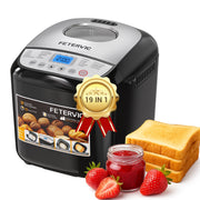 FETERVIC 19-IN-1 Bread Maker, 2LB Capacity, Nonstick Ceramic Pan, Gluten-Free, Dough, Jam, Yogurt Functions, Black, BM8113