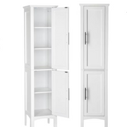Ktaxon K1-G52003513 Bathroom Storage Cabinet Narrow Tall Freestanding Cabinet Storage Tower with 2 Door White