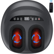 Furnibear Shiatsu Foot Massager Machine with Deep Kneading Rollers, Heat Therapy, Adjustable Air Compression, 3 Intensity Levels, Black
