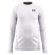 Under Armour 1366372-100 ColdGear Crew-Neck Long-Sleeve Base-Layer Shirt for Kids, XS, White/Black