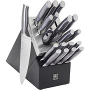 Henckels Graphite 20-Piece Self-Sharpening Knife Set with Ash Wood Block, Black, Stainless Steel