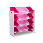 Delta Children TB83450GN-130 Kids Toy Storage Organizer with 12 Plastic Bins, White/Pink