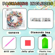 Sinkoo Boho Decor Butterfly Wreath 5D Diamond Painting Art Kit, Full Drill, Multicolor, 12x12 Inch