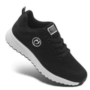 HAJINK Women's Sneakers Mesh Lace-Up Breathable Casual Running Shoes, Size: 7, Black
