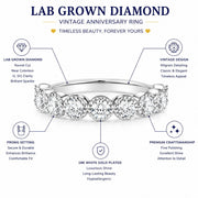 JeenMata RHJGCVDBANDMG1mns7 Lab Grown Diamond Round Prong Set Vintage Anniversary Ring, 18K White Gold Plated Brass Band, Size 7