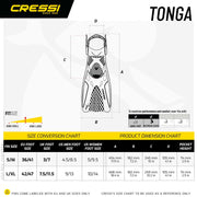 Cressi Tonga Short Adjustable Open Heel Diving Fins, Black/Blue, S/M, CA285201