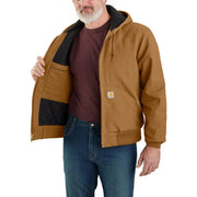 Carhartt Men's Iconic J140 Firm Duck Insulated Active Jacket, Gravel, Large, Loose Fit, Quilted Flannel Lined, Water Repellent, 106673