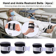 Pukitry 4-Pack Medical Restraint Straps, Soft Padded Wrist and Ankle Limb Holders with Adjustable Straps and Quick Release Buckles, Black