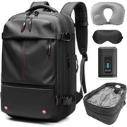 Kabaqoo Vacuum Backpack Travel, 60L Expandable with Built-in Electric Pump, TSA Combination Lock, Water-Resistant Oxford Cloth, Wet Dry Separation, Laptop Compartment