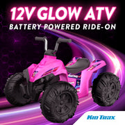 Flybar KT25015AE 12V Glow ATV Ride-On Toy with LED Lights, Pink, Ages 3-6, Rechargeable Battery