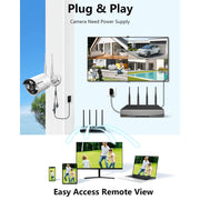 OOSSXX CSOS-03SW3MP03-4ch-W Wireless Security Camera System, Dual Antennas, 2 Outdoor Cameras, 3MP HD Video, 500GB Hard Drive, AI Human Motion Detection, IP67 Weatherproof