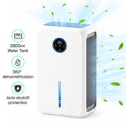 Behome Smart Dehumidifier, 95oz Water Tank, Auto Shut-Off, 360 Air Circulation, Quiet Operation with Timer and 7-Color Ambient Light, White, CP-C876