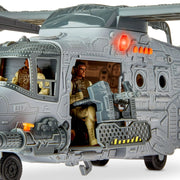 Adventure Force 85525 Giant Military Helicopter Play Set, 37 Pieces, Tilt-Rotor Helicopter with Spinning Blades, 6-Wheel Armored Vehicle, ATV Tactical Vehicle, 3 Action Figures, Gray/Green/Black