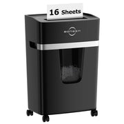 BONSEN WM-US-S3116-BLK-V2 16-Sheet Cross Cut Paper Shredder, P-4 Security, 5.3 Gal Pull-Out Bin, Black
