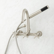 Signature Hardware SH441133BN Sebastian Gooseneck Tub Faucet with Hand Shower/Cross Handles,Brushed Nickel