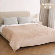 Marnur 1015598 Electric Heated Blanket With Dual Controllers, Queen Beige