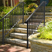 Zimtown 4or5steps Handrails for Outside Steps Handrails for Stairs Fits 1-5 Step Wrought Iron Picket Handrail Black